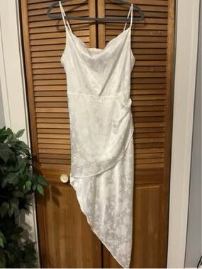 White Asymmetric Slip Dress